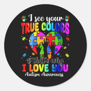 Sticker Rond Autisme Main Je Vois Vos Vraies Couleurs Sensibili