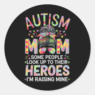 Sticker Rond Autisme Maman Élever Héros Puzzle Pièce Art Autism