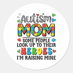 Sticker Rond Autisme Maman Élever Héros Sensibilisation sur l'a
