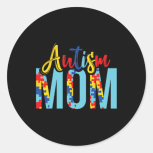 Sticker Rond Autisme Maman Vie Puzzle Mères Jour Autisme Mère