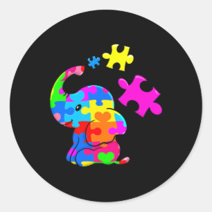 Sticker Rond Autisme mignon Eléphant Sensibilisation sur l'auti