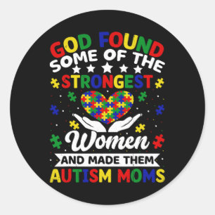 Sticker Rond Autisme Moms les femmes les plus fortes Puzzle Coe
