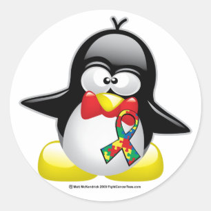 Sticker Rond Autisme Penguin