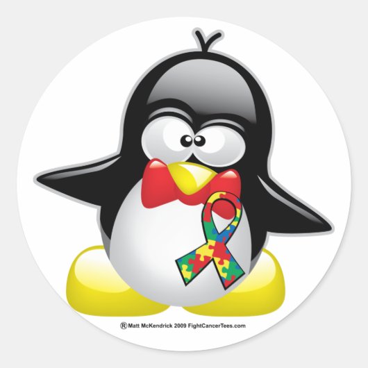 Sticker Rond Autisme Penguin (Devant)