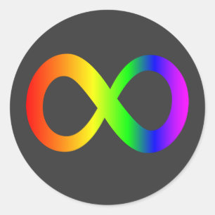 Sticker Rond Autisme personnalisé Infinité arc-en-ciel Symbole