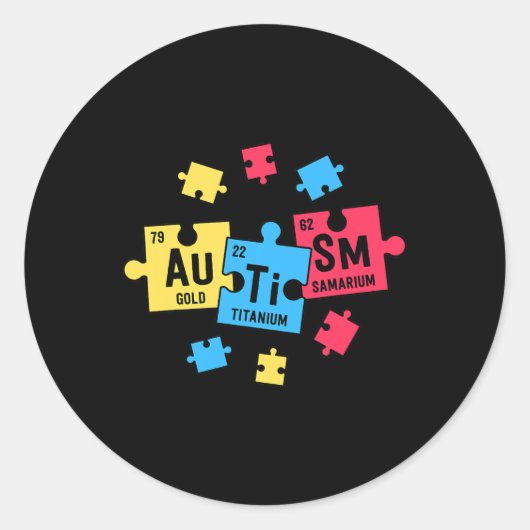 Sticker Rond Autisme Pour Les Enseignants Dépenser Des Éléments (Devant)