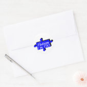 Sticker Rond Autisme Puzzle Pièce Bleu (Enveloppe)