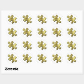 Sticker Rond Autisme Puzzle Pièce Or (Feuille)