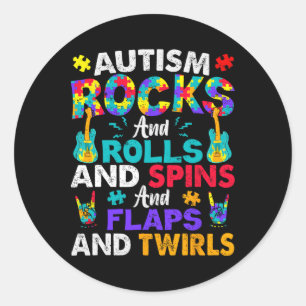 Sticker Rond Autisme Roc et Roule et Tourne la Sensibilisation