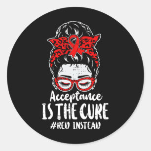 Sticker Rond Autisme - Rouge à la place - Acceptation Non Sensi