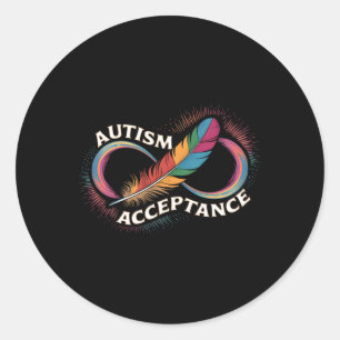 Sticker Rond Autisme Rouge Au Lieu Du Symbole De L'Infini Accep