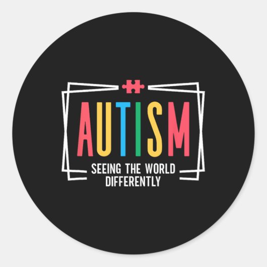 Sticker Rond Autisme Voir le monde différemment Sensibilisation (Devant)