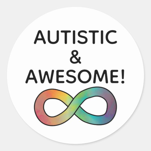 Sticker Rond Autiste & Awesome ! Acceptation de la neurodiversi (Devant)