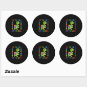 Sticker Rond Autistic Kid Maman Turtle Fighter Autism Puzzle (Feuille)