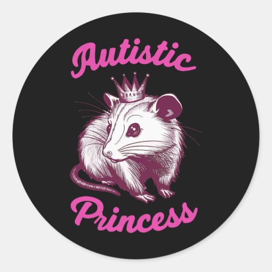 Sticker Rond Autistic Princess Opossum 3 (Devant)