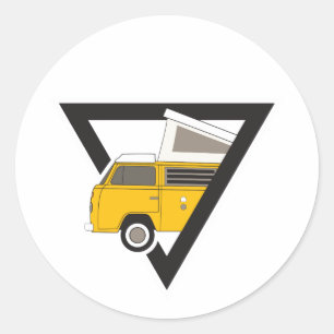 Sticker Rond autobus jaune classique de triangle