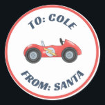 Sticker Rond Autocar Race Racetra Christmas Custom Cadeau étiqu<br><div class="desc">Customisez ces adorables autocollants cadeau voiture de course avec TO : et FROM : étiquettes. Coordonnées avec l'emballage cadeau de voiture de course dans ma boutique!</div>
