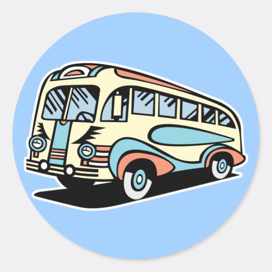 Sticker Rond autocar retro (Devant)