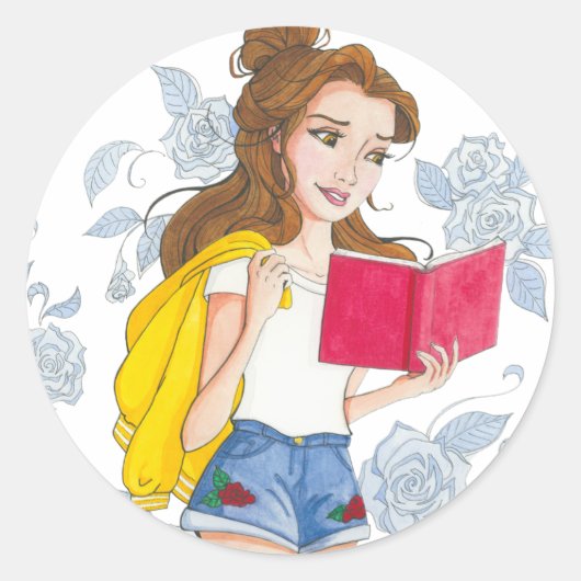 Sticker Rond Autocollant, Ado moderne Belle Lecture (Devant)