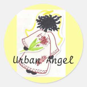 Sticker Rond Autocollant, ange urbain - customisé