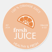 Sticker Rond "Autocollant de jus d'orange frais | Bouteille de (Devant)