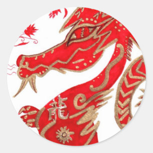 Sticker Rond Autocollant, dragon chinois de nouvelle année