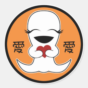 Sticker Rond Autocollant, fantôme mignon d'Anime, symbole