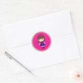 Sticker Rond Autocollant/fille (Enveloppe)