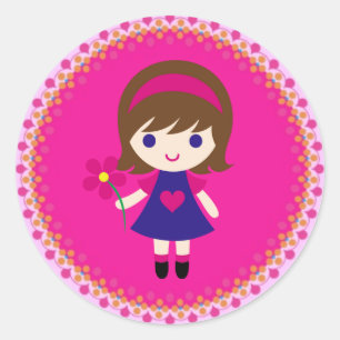 Sticker Rond Autocollant/fille