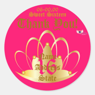 Sticker Rond Autocollant-Personnaliser d'or douce de diadème