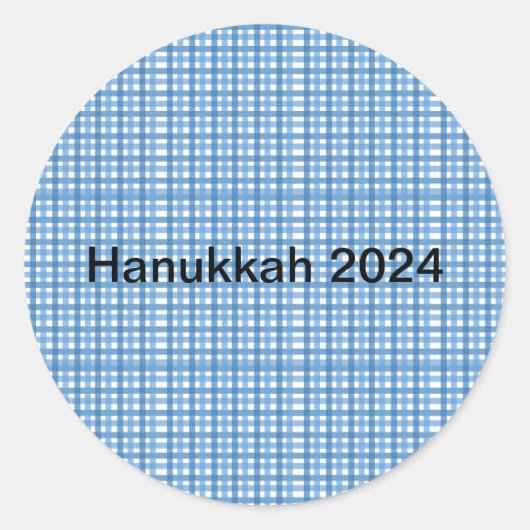 Sticker Rond Autocollant/scelleur d'enveloppe à carreaux bleus  (Devant)