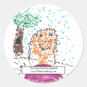 Sticker Rond "Autocollants de la fille pointillée"