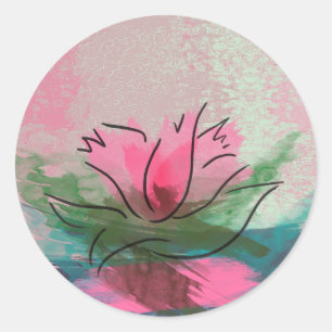 Sticker Rond Autocollants, Peinture de fleurs roses