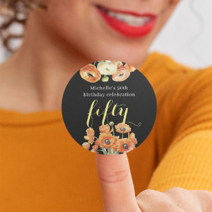 Sticker Rond Automne 50e anniversaire fête Orange Blossom