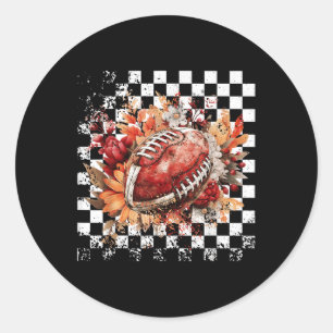 Sticker Rond Automne À damiers Football, Football Floral Boho R