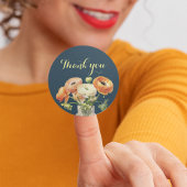 Sticker Rond Automne Anniversaire Fête Automne Orange Fleurs