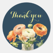 Sticker Rond Automne Anniversaire Fête Automne Orange Fleurs (Devant)