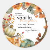 Sticker Rond Automne Aquarelle Feuille Citrouille Candle Jar Ét (Devant)