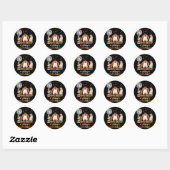 Sticker Rond Automne Automne Automne Cute Chat Halloween Thanks (Feuille)