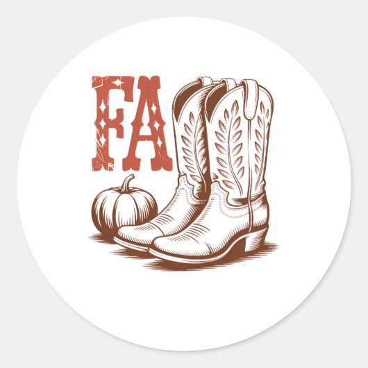 Sticker Rond Automne Automne Cowgirl Citrouille (Devant)