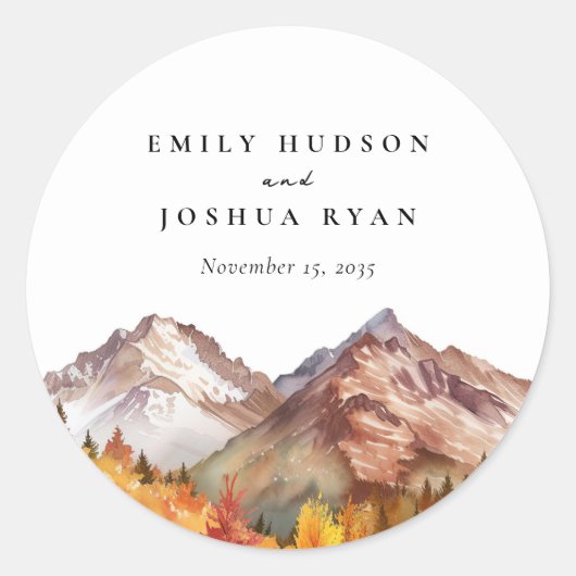 Sticker Rond Automne Automne Mariage élégant (Devant)