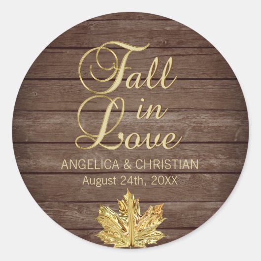 Sticker Rond Automne Automne Rustique Gold TOMBE EN AMOUR Maria (Devant)