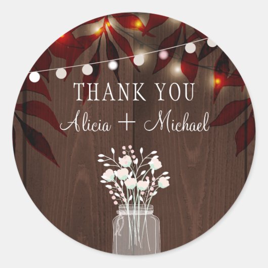 Sticker Rond Automne automne rustique mariage merci personnalis (Devant)