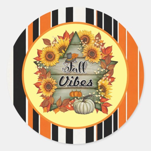 Sticker Rond Automne Belle Collection tendance Thanksgiving (Devant)