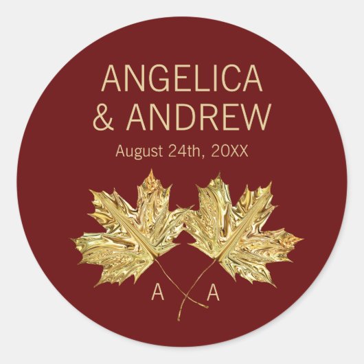 Sticker Rond Automne Bourgogne d'automne Mariage Maple Leaf (Devant)