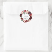 Sticker Rond Automne Bourgogne Fleur Mariage Faveur (Sac)