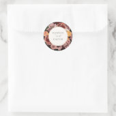 Sticker Rond Automne Bourgogne Floral Mariage Classique (Sac)