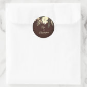 Sticker Rond Automne Brown Aquarelle séchée Fleurs d'automne Ma (Sac)