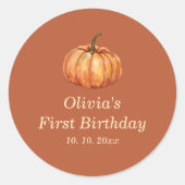 Sticker Rond Automne citrouille Anniversaire Favoriser (Devant)