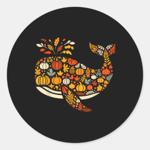 Sticker Rond Automne Citrouille Automne Baleine d'automne Thank